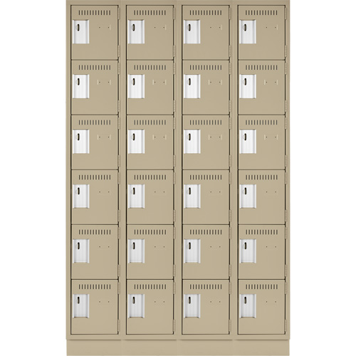 Clean Line Lockerette, 6 -tier, Bank of 4, 48" x 18" x 76", Steel, Beige, Rivet (Assembled) FMT Sales Ltd