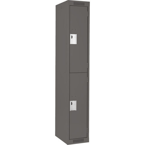Clean Line Lockers, 2 -tier, 12" x 18" x 72", Steel, Charcoal, Rivet (Assembled) FMT Sales Ltd