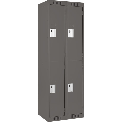 Clean Line Lockers, 2 -tier, Bank of 2, 24" x 18" x 72", Steel, Charcoal, Rivet (Assembled) FMT Sales Ltd