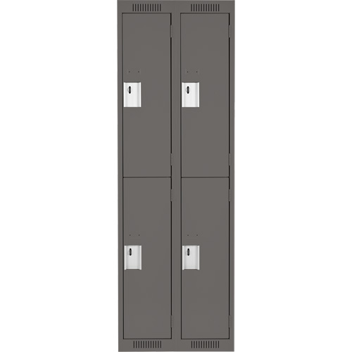 Clean Line Lockers, 2 -tier, Bank of 2, 24" x 18" x 72", Steel, Charcoal, Rivet (Assembled) FMT Sales Ltd