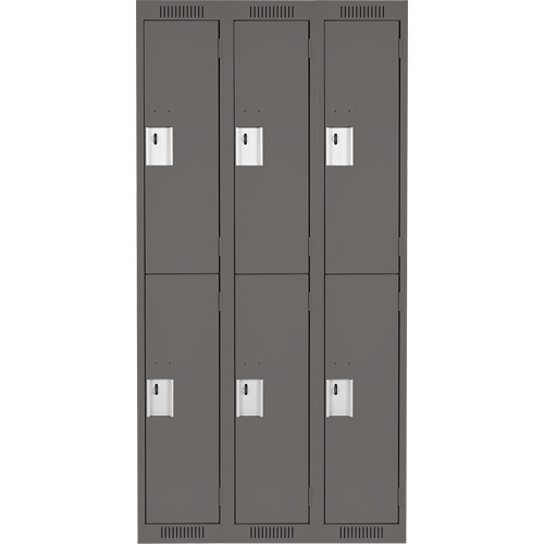 Clean Line Lockers, 2 -tier, Bank of 3, 36" x 18" x 72", Steel, Charcoal, Rivet (Assembled) FMT Sales Ltd