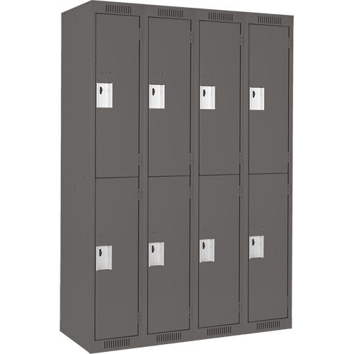Clean Line Lockers, 2 -tier, Bank of 4, 48" x 18" x 72", Steel, Charcoal, Rivet (Assembled) FMT Sales Ltd