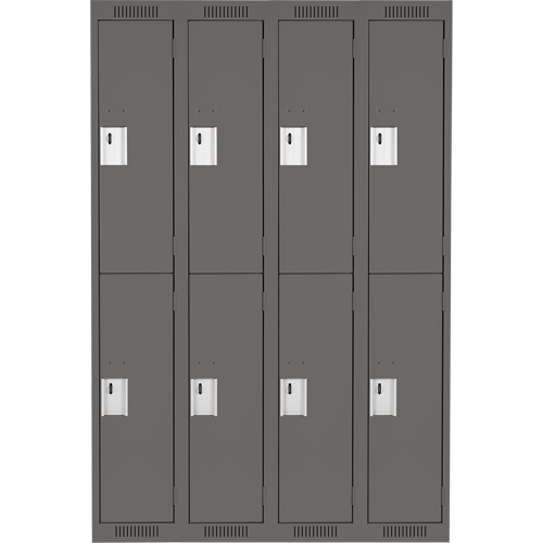 Clean Line Lockers, 2 -tier, Bank of 4, 48" x 18" x 72", Steel, Charcoal, Rivet (Assembled) FMT Sales Ltd