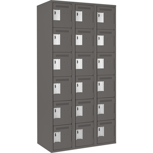 Clean Line Lockerette, 6 -tier, Bank of 3, 36" x 18" x 72", Steel, Charcoal, Rivet (Assembled) FMT Sales Ltd