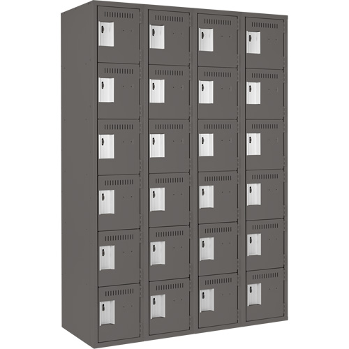 Clean Line Lockerette, 6 -tier, Bank of 4, 48" x 18" x 72", Steel, Charcoal, Rivet (Assembled) FMT Sales Ltd