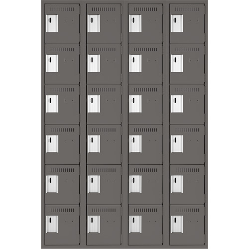 Clean Line Lockerette, 6 -tier, Bank of 4, 48" x 18" x 72", Steel, Charcoal, Rivet (Assembled) FMT Sales Ltd