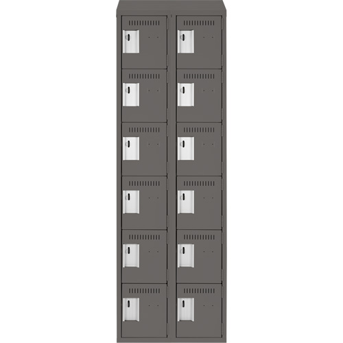 Clean Line Lockerette, 6 -tier, Bank of 2, 24" x 18" x 78", Steel, Charcoal, Rivet (Assembled) FMT Sales Ltd