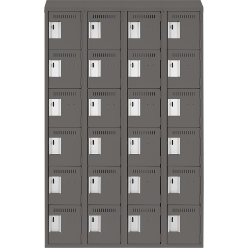 Clean Line Lockerette, 6 -tier, Bank of 4, 48" x 18" x 78", Steel, Charcoal, Rivet (Assembled) FMT Sales Ltd