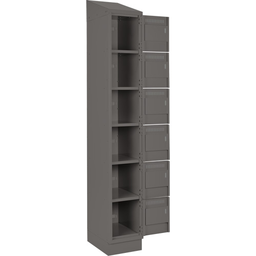 Clean Line Lockerette, 6 -tier, Bank of 4, 48" x 18" x 82", Steel, Charcoal, Rivet (Assembled) FMT Sales Ltd