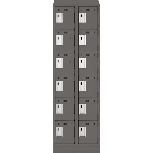 Clean Line Lockerette, 6 -tier, Bank of 2, 24" x 18" x 82", Steel, Charcoal, Rivet (Assembled) FMT Sales Ltd