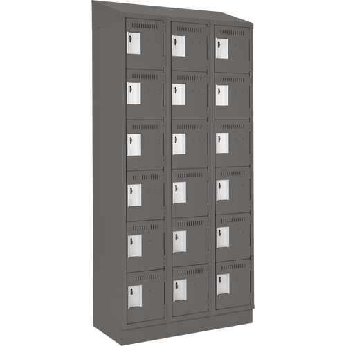 Clean Line Lockerette, 6 -tier, Bank of 3, 36" x 18" x 82", Steel, Charcoal, Rivet (Assembled) FMT Sales Ltd
