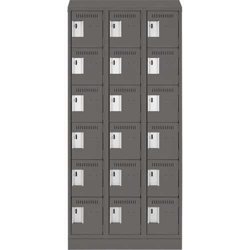 Clean Line Lockerette, 6 -tier, Bank of 3, 36" x 18" x 82", Steel, Charcoal, Rivet (Assembled) FMT Sales Ltd