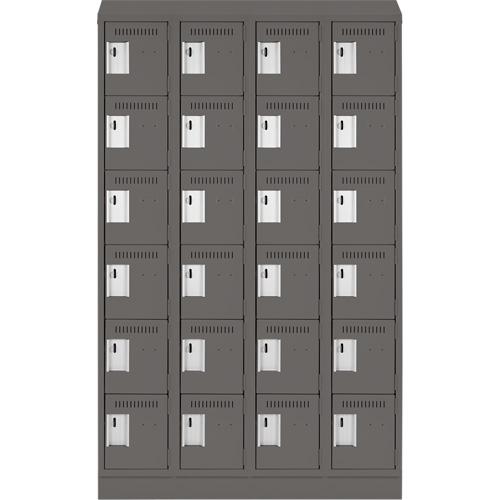 Clean Line Lockerette, 6 -tier, Bank of 4, 48" x 18" x 82", Steel, Charcoal, Rivet (Assembled) FMT Sales Ltd