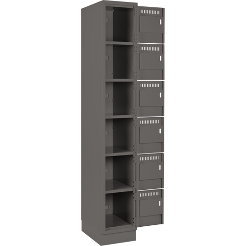 Clean Line Lockerette, 6 -tier, Bank of 4, 48" x 18" x 76", Steel, Charcoal, Rivet (Assembled) FMT Sales Ltd