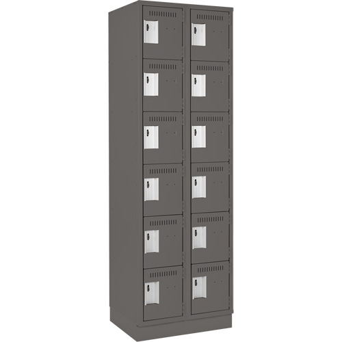 Clean Line Lockerette, 6 -tier, Bank of 2, 24" x 18" x 76", Steel, Charcoal, Rivet (Assembled) FMT Sales Ltd