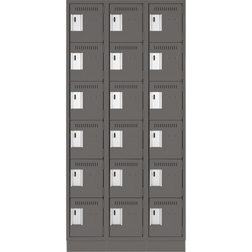 Clean Line Lockerette, 6 -tier, Bank of 3, 36" x 18" x 76", Steel, Charcoal, Rivet (Assembled) FMT Sales Ltd