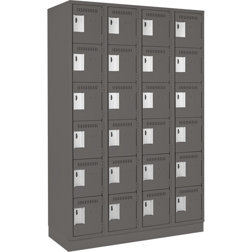Clean Line Lockerette, 6 -tier, Bank of 4, 48" x 18" x 76", Steel, Charcoal, Rivet (Assembled) FMT Sales Ltd