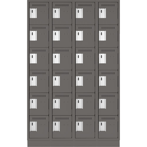 Clean Line Lockerette, 6 -tier, Bank of 4, 48" x 18" x 76", Steel, Charcoal, Rivet (Assembled) FMT Sales Ltd