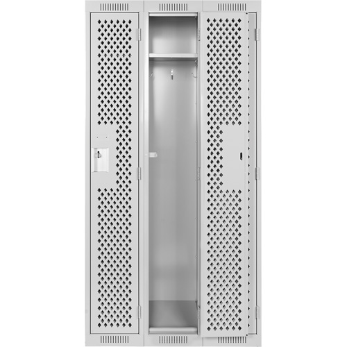 Clean Line Lockers, Bank of 3, 36" x 15" x 72", Steel, Grey, Rivet (Assembled), Perforated FMT Sales Ltd
