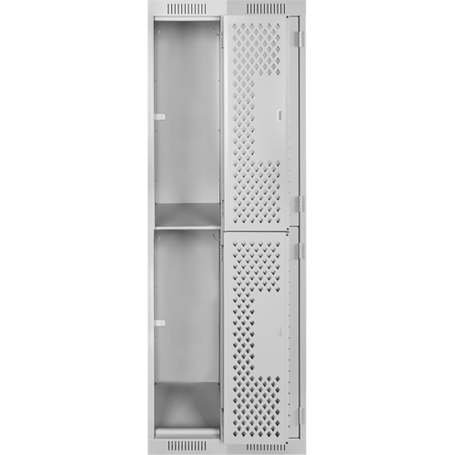 Clean Line Lockers, 2 -tier, Bank of 2, 24" x 15" x 72", Steel, Grey, Rivet (Assembled), Perforated FMT Sales Ltd