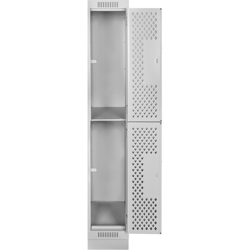 Casiers Clean Line, 2 niveaux, 12" x 15" x 76", Acier, Gris, Rivet (assembl&eacute;), Perfor&eacute; FMT Sales Ltd
