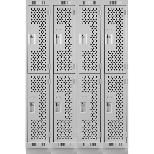 Casiers Clean Line, 2 niveaux, Bloc de 4, 48" x 15" x 76", Acier, Gris, Rivet (assembl&eacute;), Perfor&eacute; FMT Sales Ltd