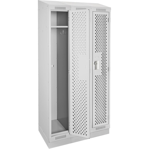 Clean Line Lockers, Bank of 3, 36" x 12" x 82", Steel, Grey, Rivet (Assembled), Perforated FMT Sales Ltd