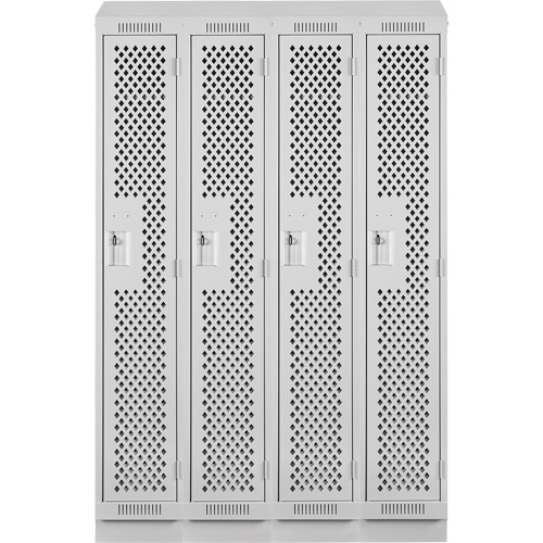 Clean Line Lockers, Bank of 4, 48" x 12" x 82", Steel, Grey, Rivet (Assembled), Perforated FMT Sales Ltd