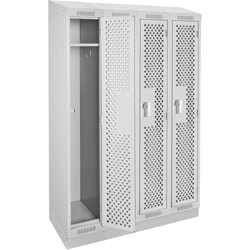 Clean Line Lockers, Bank of 4, 48" x 12" x 82", Steel, Grey, Rivet (Assembled), Perforated FMT Sales Ltd