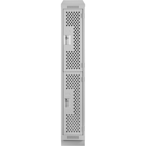 Casiers Clean Line, 2 niveaux, 12" x 12" x 82", Acier, Gris, Rivet (assembl&eacute;), Perfor&eacute; FMT Sales Ltd