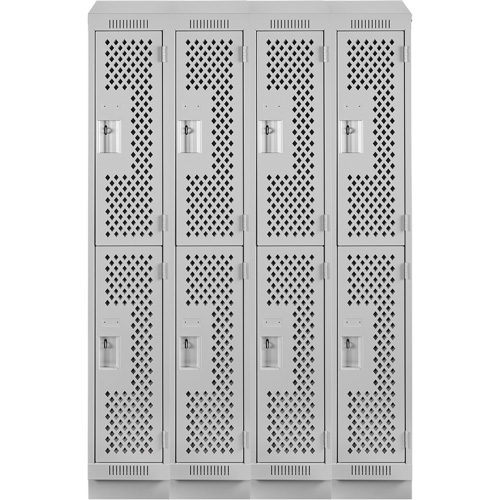 Casiers Clean Line, 2 niveaux, Bloc de 4, 48" x 12" x 82", Acier, Gris, Rivet (assembl&eacute;), Perfor&eacute; FMT Sales Ltd
