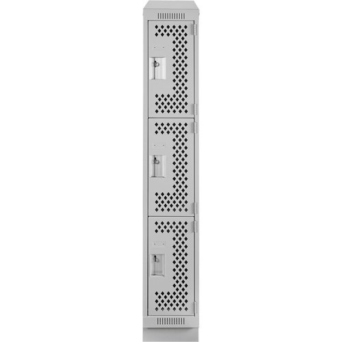 Casiers Clean Line, 3 niveaux, 12" x 18" x 82", Acier, Gris, Rivet (assembl&eacute;), Perfor&eacute; FMT Sales Ltd