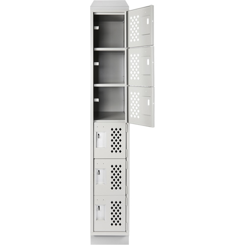 Assembled Lockerettes Clean Line Perforated Economy Lockers, 6 -tier, 18" x 72" x 12", Steel FMT Sales Ltd