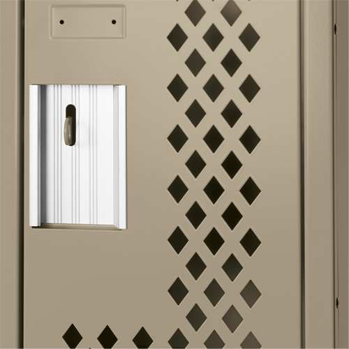 Clean Line Lockers, Bank of 4, 48" x 15" x 72", Steel, Beige, Rivet (Assembled), Perforated FMT Sales Ltd