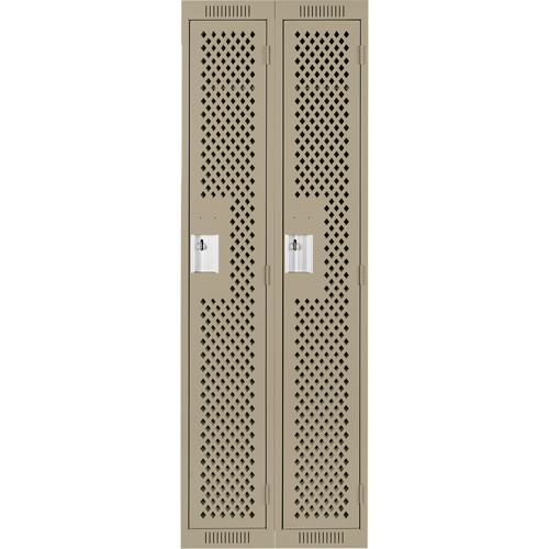 Clean Line Lockers, Bank of 2, 24" x 15" x 72", Steel, Beige, Rivet (Assembled), Perforated FMT Sales Ltd