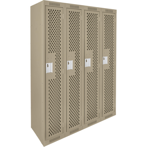 Clean Line Lockers, Bank of 4, 48" x 15" x 72", Steel, Beige, Rivet (Assembled), Perforated FMT Sales Ltd
