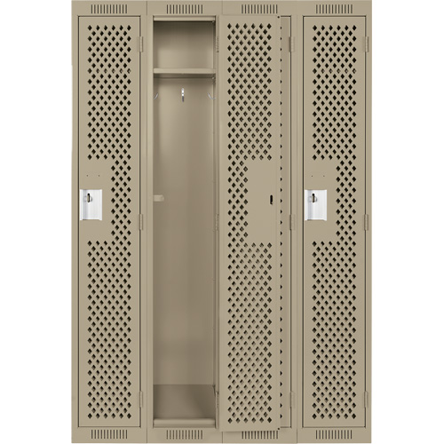 Clean Line Lockers, Bank of 4, 48" x 15" x 72", Steel, Beige, Rivet (Assembled), Perforated FMT Sales Ltd
