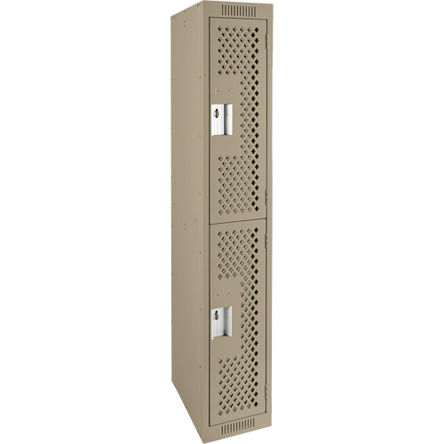 Clean Line Lockers, 2 -tier, 12" x 15" x 72", Steel, Beige, Rivet (Assembled), Perforated FMT Sales Ltd