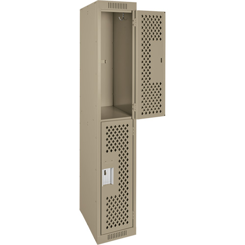 Clean Line Lockers, 2 -tier, 12" x 15" x 72", Steel, Beige, Rivet (Assembled), Perforated FMT Sales Ltd