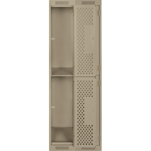 Clean Line Lockers, 2 -tier, Bank of 2, 24" x 15" x 72", Steel, Beige, Rivet (Assembled), Perforated FMT Sales Ltd