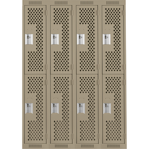 Clean Line Lockers, 2 -tier, Bank of 4, 48" x 15" x 72", Steel, Beige, Rivet (Assembled), Perforated FMT Sales Ltd