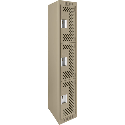 Clean Line Lockers, 3 -tier, 12" x 12" x 72", Steel, Beige, Rivet (Assembled), Perforated FMT Sales Ltd