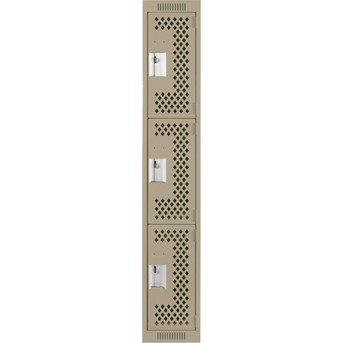 Clean Line Lockers, 3 -tier, 12" x 12" x 72", Steel, Beige, Rivet (Assembled), Perforated FMT Sales Ltd