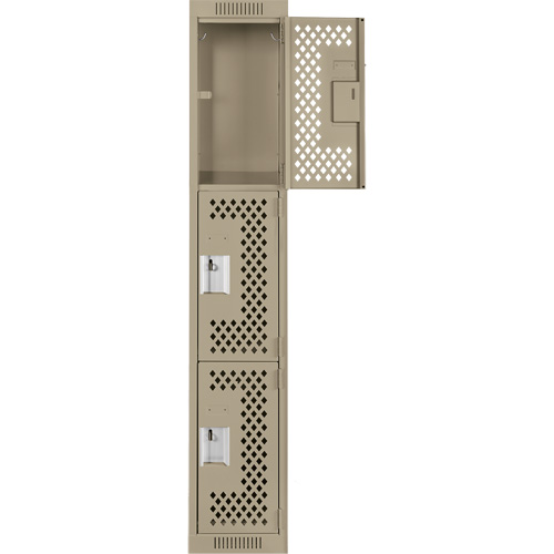 Clean Line Lockers, 3 -tier, 12" x 12" x 72", Steel, Beige, Rivet (Assembled), Perforated FMT Sales Ltd
