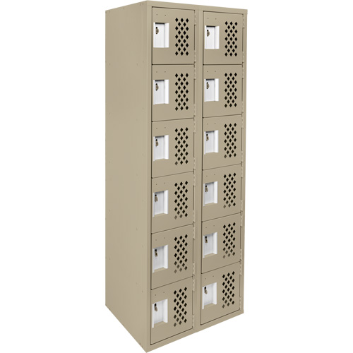 Assembled Lockerettes Clean Line Perforated Economy Lockers, 6 -tier, Bank of 2, 18" x 72" x 12", Steel FMT Sales Ltd