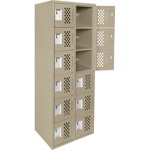 Assembled Lockerettes Clean Line Perforated Economy Lockers, 6 -tier, Bank of 2, 18" x 72" x 12", Steel FMT Sales Ltd