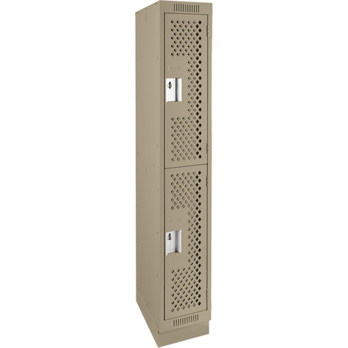 Clean Line Lockers, 2 -tier, 12" x 12" x 76", Steel, Beige, Rivet (Assembled), Perforated FMT Sales Ltd