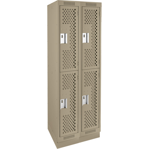 Casiers Clean Line, 2 niveaux, Bloc de 2, 24" x 12" x 76", Acier, Beige, Rivet (assembl&eacute;), Perfor&eacute; FMT Sales Ltd