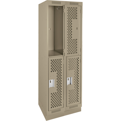 Casiers Clean Line, 2 niveaux, Bloc de 2, 24" x 12" x 76", Acier, Beige, Rivet (assembl&eacute;), Perfor&eacute; FMT Sales Ltd