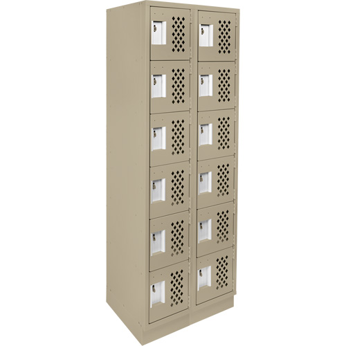 Assembled Lockerettes Clean Line Perforated Economy Lockers, 6 -tier, Bank of 2, 18" x 72" x 12", Steel FMT Sales Ltd
